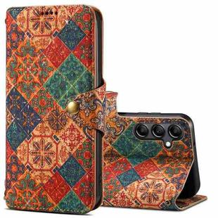 For Samsung Galaxy S24 5G Denior Flower Language Series Cork Fabric Oil Edge Leather Phone Case(Winter)