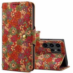 For Samsung Galaxy S24 Ultra 5G Denior Flower Language Series Cork Fabric Oil Edge Leather Phone Case(Summer)