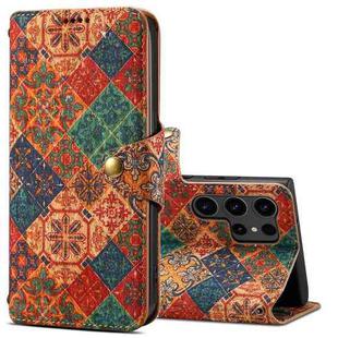 For Samsung Galaxy S24 Ultra 5G Denior Flower Language Series Cork Fabric Oil Edge Leather Phone Case(Winter)