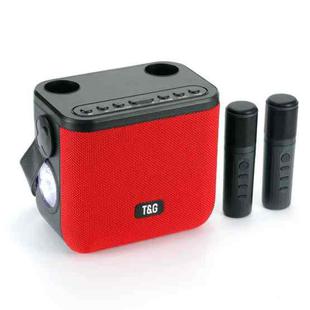T&G TG545DK Home Handheld Dual-microphone KTV Wireless Bluetooth Speaker with Flashlight(Red)