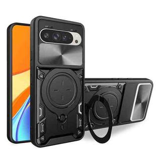 For Google Pixel 9 / 9 Pro CD Texture Sliding Camshield Magnetic Holder Phone Case(Black)