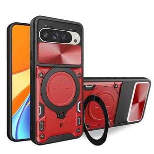 For Google Pixel 9 / 9 Pro CD Texture Sliding Camshield Magnetic Holder Phone Case(Red)