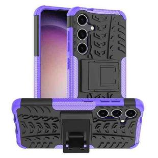 For Samsung Galaxy S24 5G Tire Texture TPU + PC Phone Case with Holder(Purple)