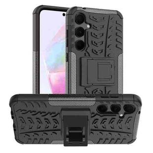 For Samsung Galaxy A35 5G Tire Texture TPU + PC Phone Case with Holder(Black)