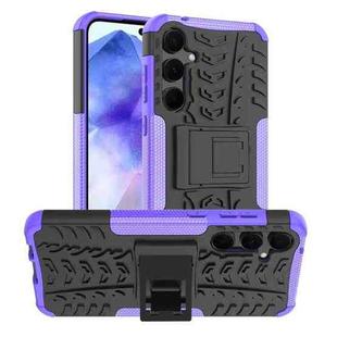 For Samsung Galaxy A55 Tire Texture TPU + PC Phone Case with Holder(Purple)