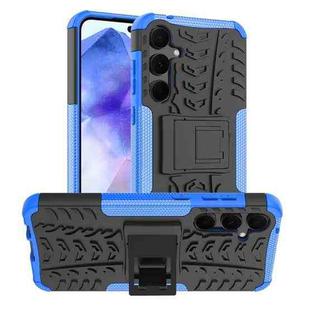For Samsung Galaxy A55 Tire Texture TPU + PC Phone Case with Holder(Blue)