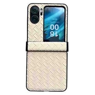 For OPPO Find N2 Flip Three-piece Set Woven Texture Folding PU Phone Case(Gold)