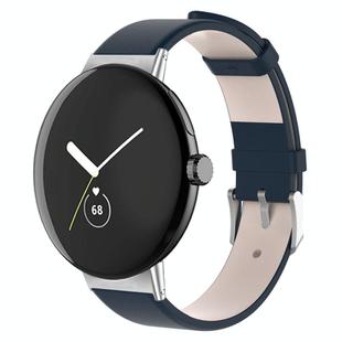 For Google Pixel Watch 2 / Pixel Watch Leather Watch Band(Dark Blue)