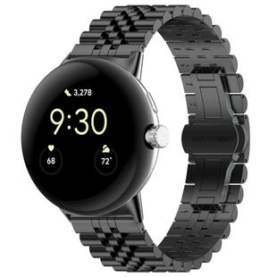 For Google Pixel Watch 2 / Pixel Watch Seven Beads Stainless Steel Metal Watch Band(Black)