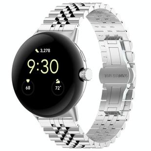 For Google Pixel Watch 2 / Pixel Watch Seven Beads Stainless Steel Metal Watch Band(Silver)