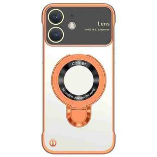 For iPhone 12 Frameless MagSafe Magnetic Holder Phone Case(Orange)
