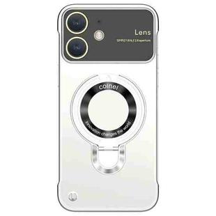 For iPhone 12 Frameless MagSafe Magnetic Holder Phone Case(Silver)