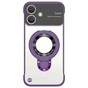 For iPhone 12 Frameless MagSafe Magnetic Holder Phone Case(Purple)