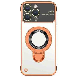 For iPhone 12 Pro Max Frameless MagSafe Magnetic Holder Phone Case(Orange)