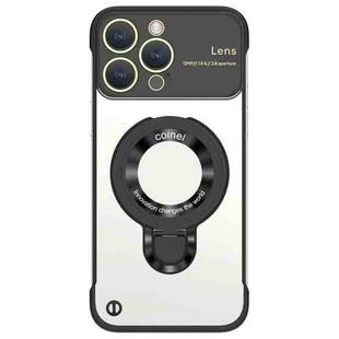 For iPhone 12 Pro Max Frameless MagSafe Magnetic Holder Phone Case(Black)