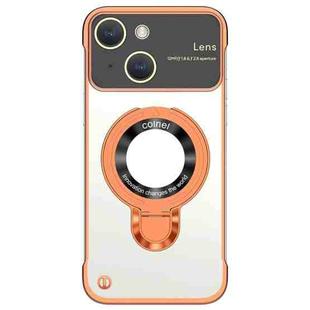 For iPhone 13 Frameless MagSafe Magnetic Holder Phone Case(Orange)