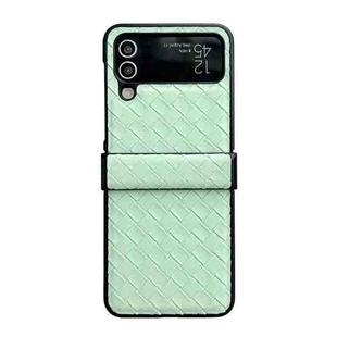For Samsung Galaxy Z Flip4 Three-piece Set Woven Texture Folding PU Phone Case(Green)