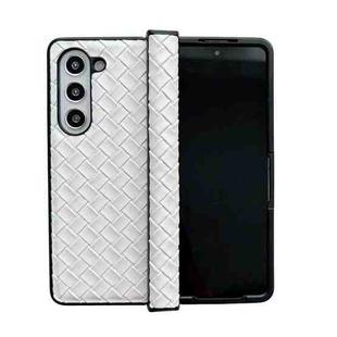 For Samsung Galaxy Z Fold Special Three-piece Set Woven Texture Folding PU Phone Case(White)