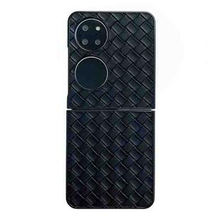 For Huawei P50 Pocket Woven Texture Folding PU Phone Case(Black)
