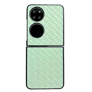 For Huawei P50 Pocket Woven Texture Folding PU Phone Case(Green)