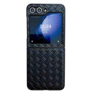 For Samsung Galaxy Z Flip5 Woven Texture Folding PU Phone Case(Black)