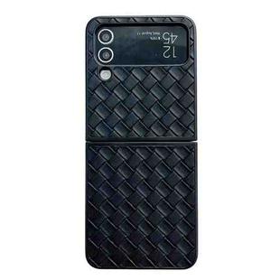 For Samsung Galaxy Z Flip4 Woven Texture Folding PU Phone Case(Black)