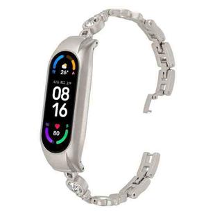 For Xiaomi Mi Band 6 / 5 Heart-to-heart Diamond Metal Watch Band(Starlight Color)