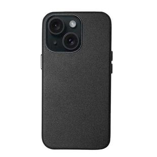 For iPhone 15 Plus Lamb Grain PU Back Cover Phone Case(Black)