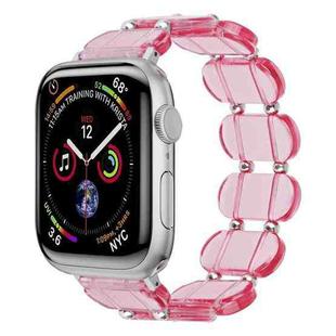 For Apple Watch SE 2023 44mm Stretch Resin Watch Band(Transparent Pink)