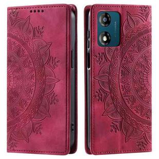 For Motorola Moto E13 Totem Embossed Magnetic Leather Phone Case(Red)