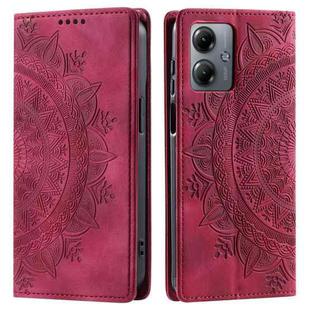 For Motorola Moto G14 Totem Embossed Magnetic Leather Phone Case(Red)