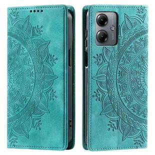 For Motorola Moto G14 Totem Embossed Magnetic Leather Phone Case(Green)