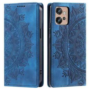 For Motorola Moto G32 Totem Embossed Magnetic Leather Phone Case(Blue)