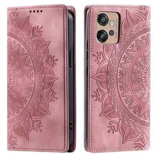 For Motorola Moto G32 Totem Embossed Magnetic Leather Phone Case(Rose Gold)