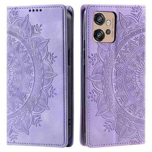 For Motorola Moto G32 Totem Embossed Magnetic Leather Phone Case(Purple)