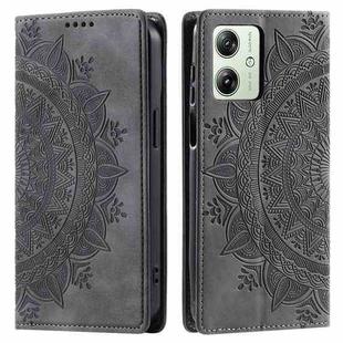 For Motorola Moto G54 Totem Embossed Magnetic Leather Phone Case(Grey)
