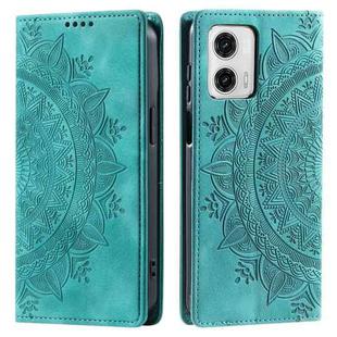 For Motorola Moto G73 Totem Embossed Magnetic Leather Phone Case(Green)
