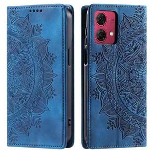 For Motorola Moto G84 Totem Embossed Magnetic Leather Phone Case(Blue)