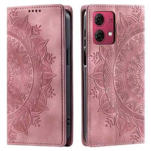 For Motorola Moto G84 Totem Embossed Magnetic Leather Phone Case(Rose Gold)