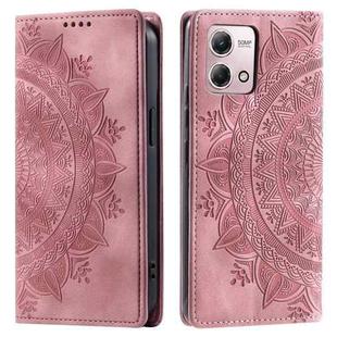 For Motorola Moto G Stylus 2023 4G Totem Embossed Magnetic Leather Phone Case(Rose Gold)