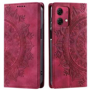 For Motorola Moto G85 Totem Embossed Magnetic Leather Phone Case(Red)