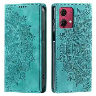 For Motorola Moto G85 Totem Embossed Magnetic Leather Phone Case(Green)