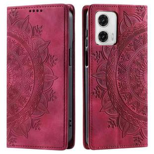 For Motorola Edge 50 Fusion Totem Embossed Magnetic Leather Phone Case(Red)