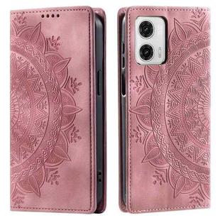 For Motorola Edge 50 Fusion Totem Embossed Magnetic Leather Phone Case(Rose Gold)