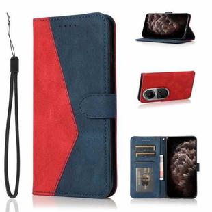 For OPPO Reno10 5G / Reno10 Pro 5G Global Dual-color Stitching Leather Phone Case(Red Blue)