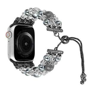 For Apple Watch Series 9 45mm Beaded Onyx Retractable Chain Watch Band(Grey)