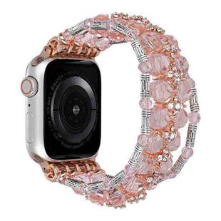 For Apple Watch Ultra 2 49mm Beaded Diamond Bracelet Watch Band(Pink)