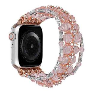 For Apple Watch Series 6 44mm Beaded Diamond Bracelet Watch Band(Pink)