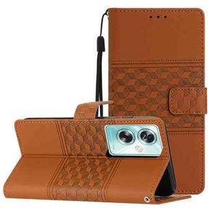 For OPPO A79 5G Diamond Embossed Skin Feel Leather Phone Case(Brown)