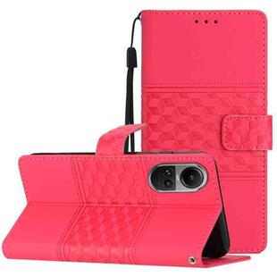 For OPPO Reno10 5G / Reno10 Pro 5G Global Diamond Embossed Skin Feel Leather Phone Case(Red)